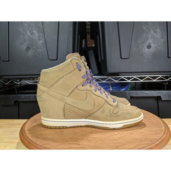 Nike Womens Dunk Sky Hi Suede Bamboo Sneaker Wedges 528899-201 Size 10 - Picture 9 of 16